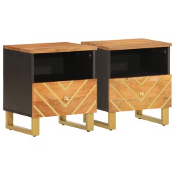 vidaXL Mesitas de noche 2 uds madera maciza de mango marrón y negro