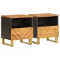 vidaXL Mesitas de noche 2 uds madera maciza de mango marrón y negro vidaXL Mesitas de noche 2 uds madera maciza de mango marrón y negro