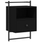 vidaXL Mesita de noche de pared madera de ingeniería negra 40x30x61 cm vidaXL Mesita de noche de pared madera de ingeniería negra 40x30x61 cm