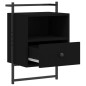 vidaXL Mesita de noche de pared madera de ingeniería negra 40x30x61 cm vidaXL Mesita de noche de pared madera de ingeniería negra 40x30x61 cm