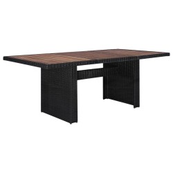 idaXL Juego de comedor de jardín 7 piezas ratán sintético negro