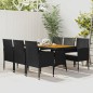 vidaXL Juego de comedor de jardín 7 piezas ratán sintético negro vidaXL Juego de comedor de jardín 7 piezas ratán sintético negro
