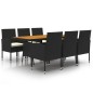 vidaXL Juego de comedor de jardín 7 piezas ratán sintético negro vidaXL Juego de comedor de jardín 7 piezas ratán sintético negro
