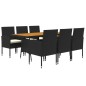 vidaXL Juego de comedor de jardín 7 piezas ratán sintético negro vidaXL Juego de comedor de jardín 7 piezas ratán sintético negro