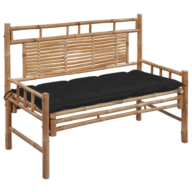 vidaXL Banco de jardín con cojín bambú 120 cm vidaXL Banco de jardín con cojín bambú 120 cm