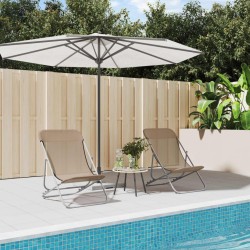 vidaXL Silla de playa plegable 2 uds acero recubierto textilene taupe
