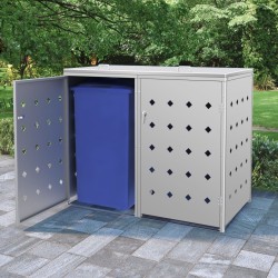 vidaXL Cobertizo contenedor de basura doble acero inoxidable 240L