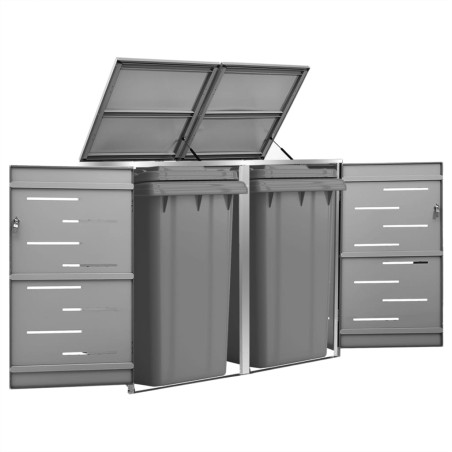 vidaXL Cobertizo para dos contenedores basura acero 138x77,5x112,5 cm