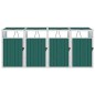 vidaXL Cobertizo cuádruple cubo de basura acero verde 286x81x121 cm vidaXL Cobertizo cuádruple cubo de basura acero verde 286x81x121 cm