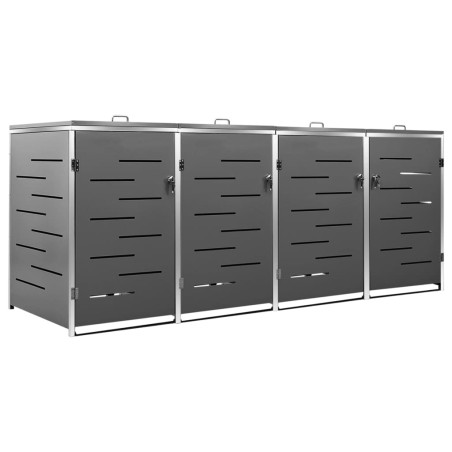 vidaXL Cobertizo para 4 contenedores basura acero 276,5x77,5x112,5 cm