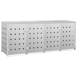 vidaXL Cobertizo contenedor de basura cuádruple acero inoxidable 240L