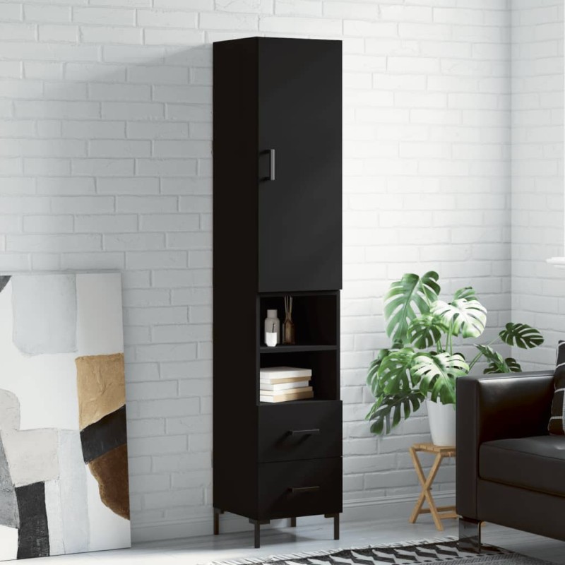 vidaXL Aparador de madera contrachapada negro 34,5x34x180 cm vidaXL Aparador de madera contrachapada negro 34,5x34x180 cm