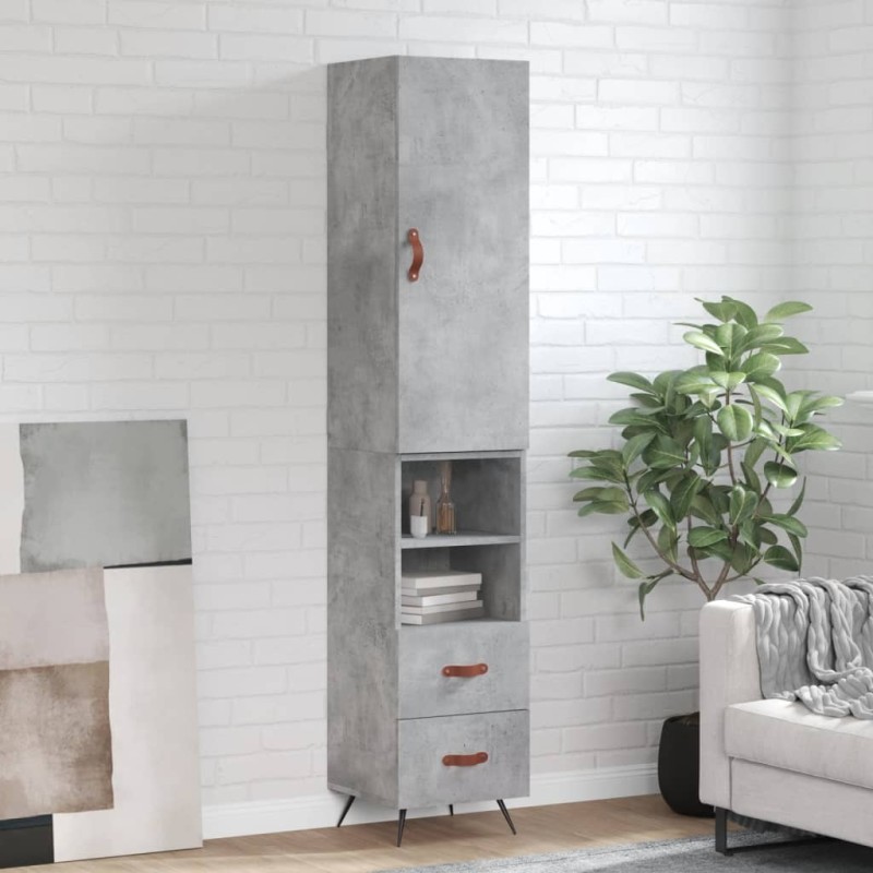 vidaXL Aparador de madera contrachapada gris hormigón 34,5x34x180 cm vidaXL Aparador de madera contrachapada gris hormigón 34,5x34x180 cm