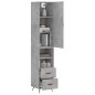 vidaXL Aparador de madera contrachapada gris hormigón 34,5x34x180 cm vidaXL Aparador de madera contrachapada gris hormigón 34,5x34x180 cm