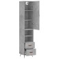 vidaXL Aparador de madera contrachapada gris hormigón 34,5x34x180 cm vidaXL Aparador de madera contrachapada gris hormigón 34,5x34x180 cm