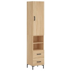 vidaXL Aparador de madera contrachapada roble Sonoma 34,5x34x180 cm