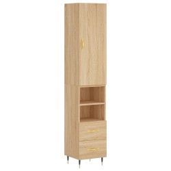 vidaXL Aparador de madera contrachapada roble Sonoma 34,5x34x180 cm