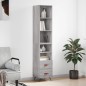 vidaXL Aparador alto madera contrachapada gris Sonoma 34,5x34x180 cm vidaXL Aparador alto madera contrachapada gris Sonoma 34,5x34x180 cm