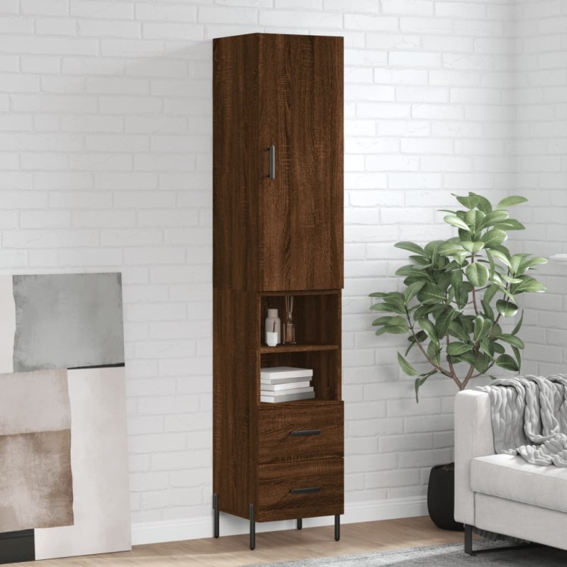 vidaXL Aparador alto madera contrachapada roble marrón 34,5x34x180 cm vidaXL Aparador alto madera contrachapada roble marrón 34,5x34x180 cm