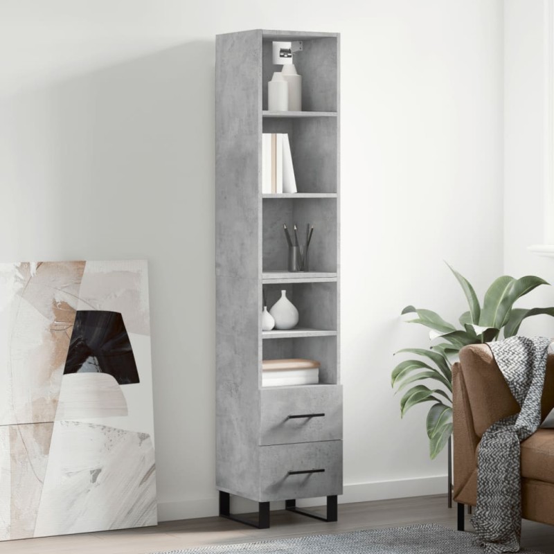 vidaXL Aparador de madera contrachapada gris hormigón 34,5x34x180 cm