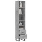 vidaXL Aparador de madera contrachapada gris hormigón 34,5x34x180 cm