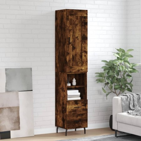 vidaXL Aparador de madera contrachapada roble ahumado 34,5x34x180 cm