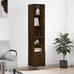vidaXL Aparador alto madera contrachapada roble marrón 34,5x34x180 cm