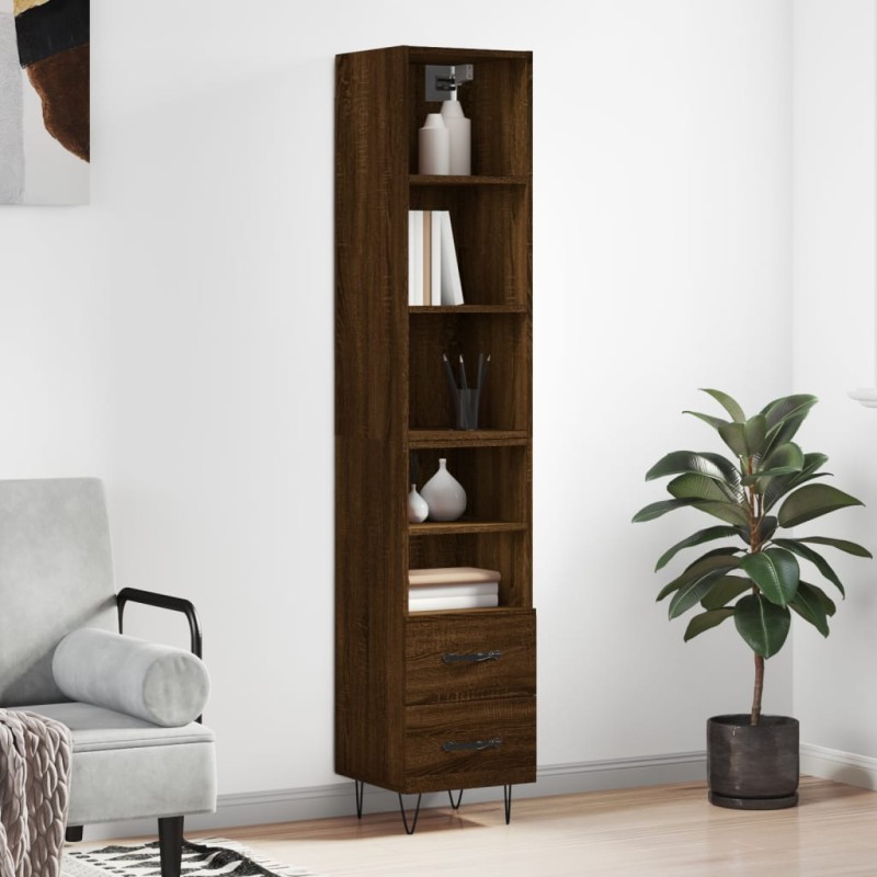 vidaXL Aparador alto madera contrachapada roble marrón 34,5x34x180 cm vidaXL Aparador alto madera contrachapada roble marrón 34,5x34x180 cm