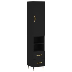 vidaXL Aparador de madera contrachapada negro 34,5x34x180 cm