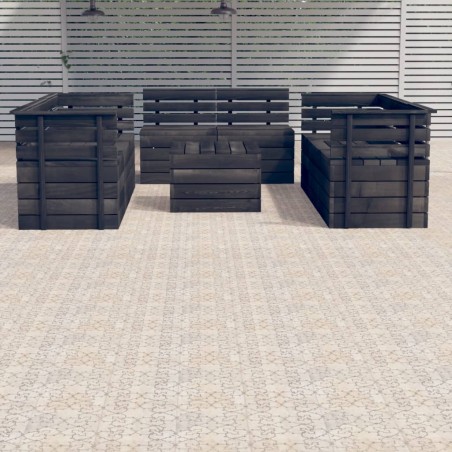 vidaXL Muebles palets de jardín 9 pzas madera maciza pino gris oscuro
