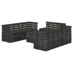 vidaXL Muebles palets de jardín 9 pzas madera maciza pino gris oscuro