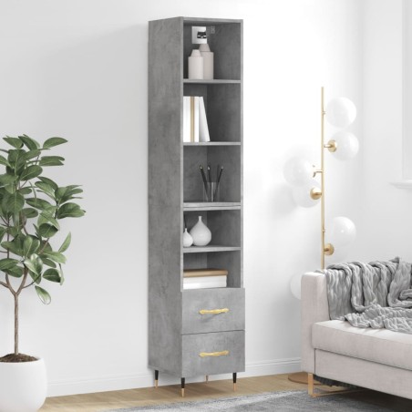 vidaXL Aparador de madera contrachapada gris hormigón 34,5x34x180 cm