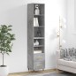 vidaXL Aparador de madera contrachapada gris hormigón 34,5x34x180 cm
