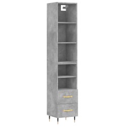 vidaXL Aparador de madera contrachapada gris hormigón 34,5x34x180 cm