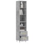vidaXL Aparador de madera contrachapada gris hormigón 34,5x34x180 cm