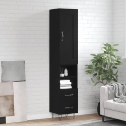 vidaXL Aparador de madera contrachapada negro 34,5x34x180 cm