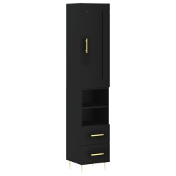 vidaXL Aparador de madera contrachapada negro 34,5x34x180 cm