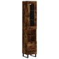 vidaXL Aparador de madera contrachapada roble ahumado 34,5x34x180 cm