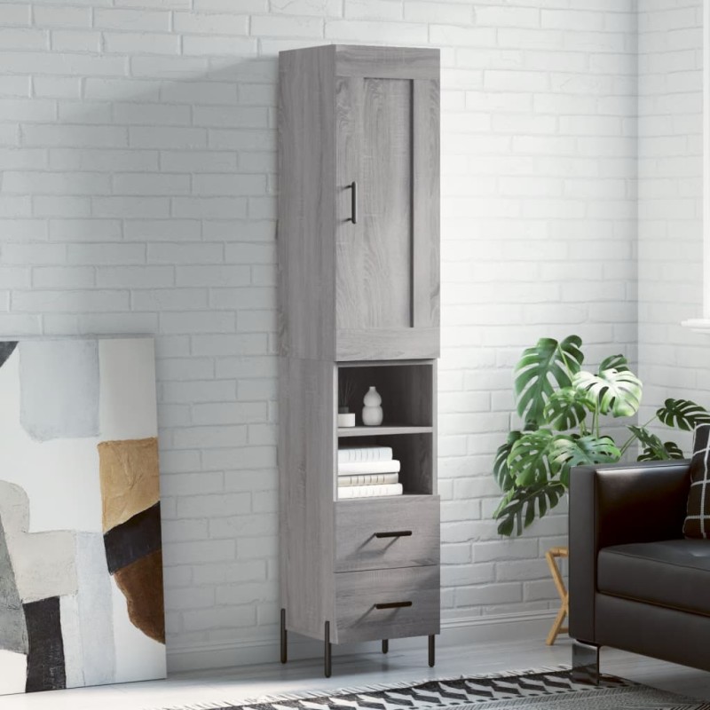 vidaXL Aparador alto madera contrachapada gris Sonoma 34,5x34x180 cm vidaXL Aparador alto madera contrachapada gris Sonoma 34,5x34x180 cm