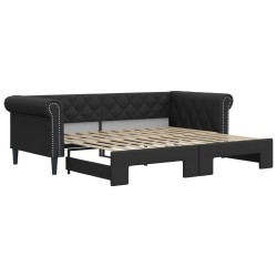 vidaXL Sofá con cama nido cuero sintético negro 90x200 cm