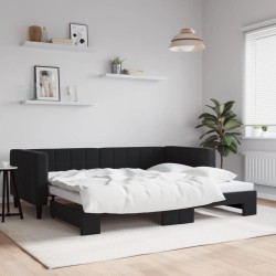 vidaXL Sofá cama nido terciopelo negro 90x190 cm