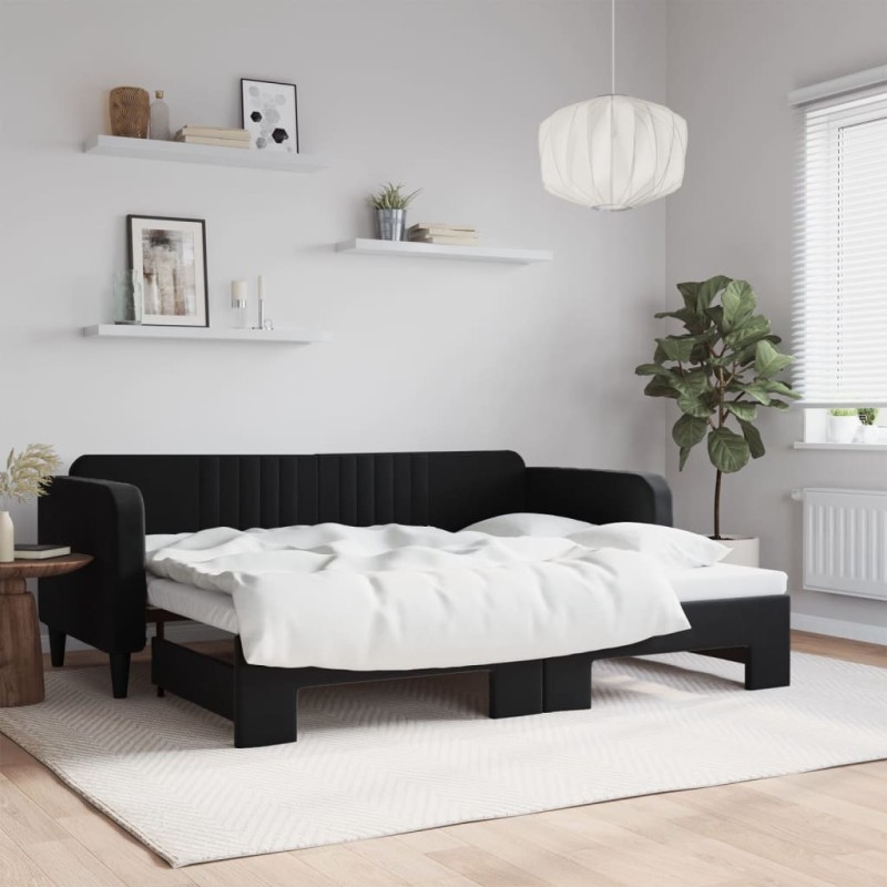 vidaXL Sofá cama nido terciopelo negro 90x200 cm vidaXL Sofá cama nido terciopelo negro 90x200 cm