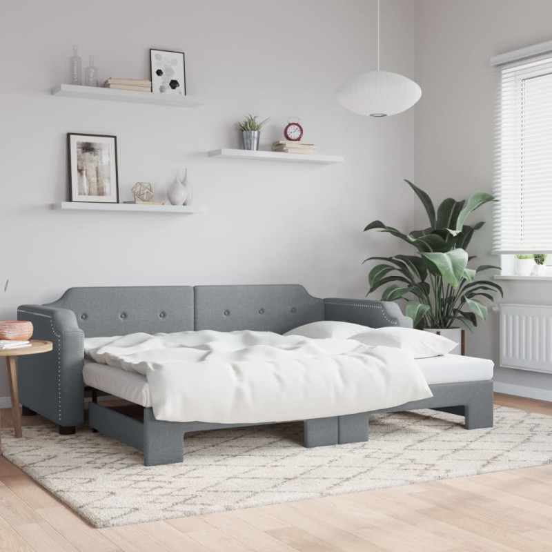 vidaXL Sofá cama nido tela gris claro 100x200 cm