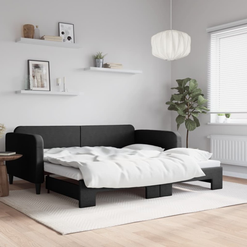 vidaXL Sofá cama nido tela negro 100x200 cm vidaXL Sofá cama nido tela negro 100x200 cm