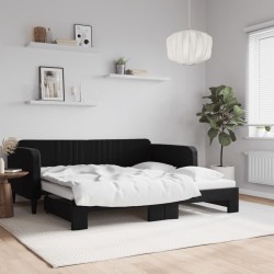 vidaXL Sofá cama nido terciopelo negro 90x190 cm