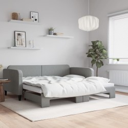 vidaXL Sofá cama nido tela gris claro 100x200 cm