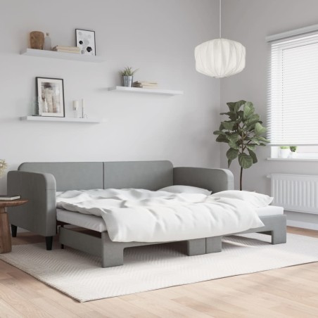 vidaXL Sofá cama nido tela gris claro 100x200 cm