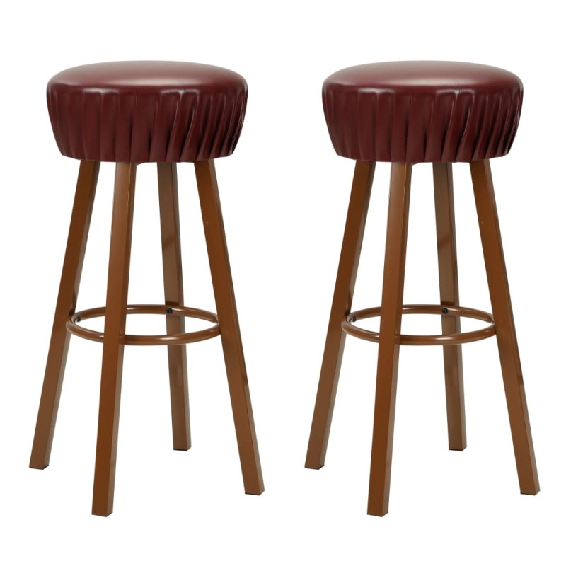 vidaXL Taburetes de cocina 2 unidades cuero sintético marrón vidaXL Taburetes de cocina 2 unidades cuero sintético marrón