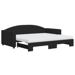 vidaXL Sofá cama nido con colchón tela negro 90x190 cm