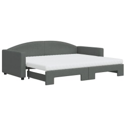 vidaXL Sofá cama nido con colchón tela gris oscuro 90x200 cm